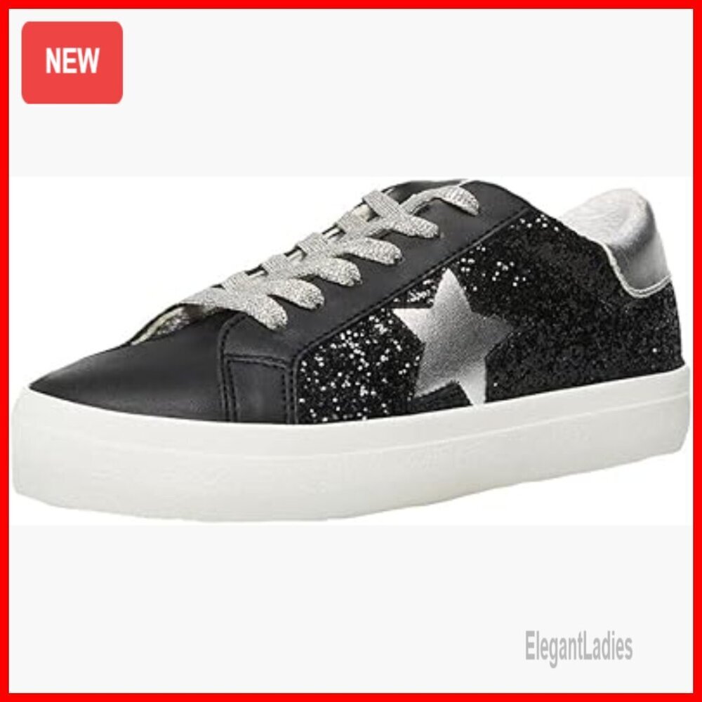 Women's Lace-Up Platform Sneakers with Star Embellishment